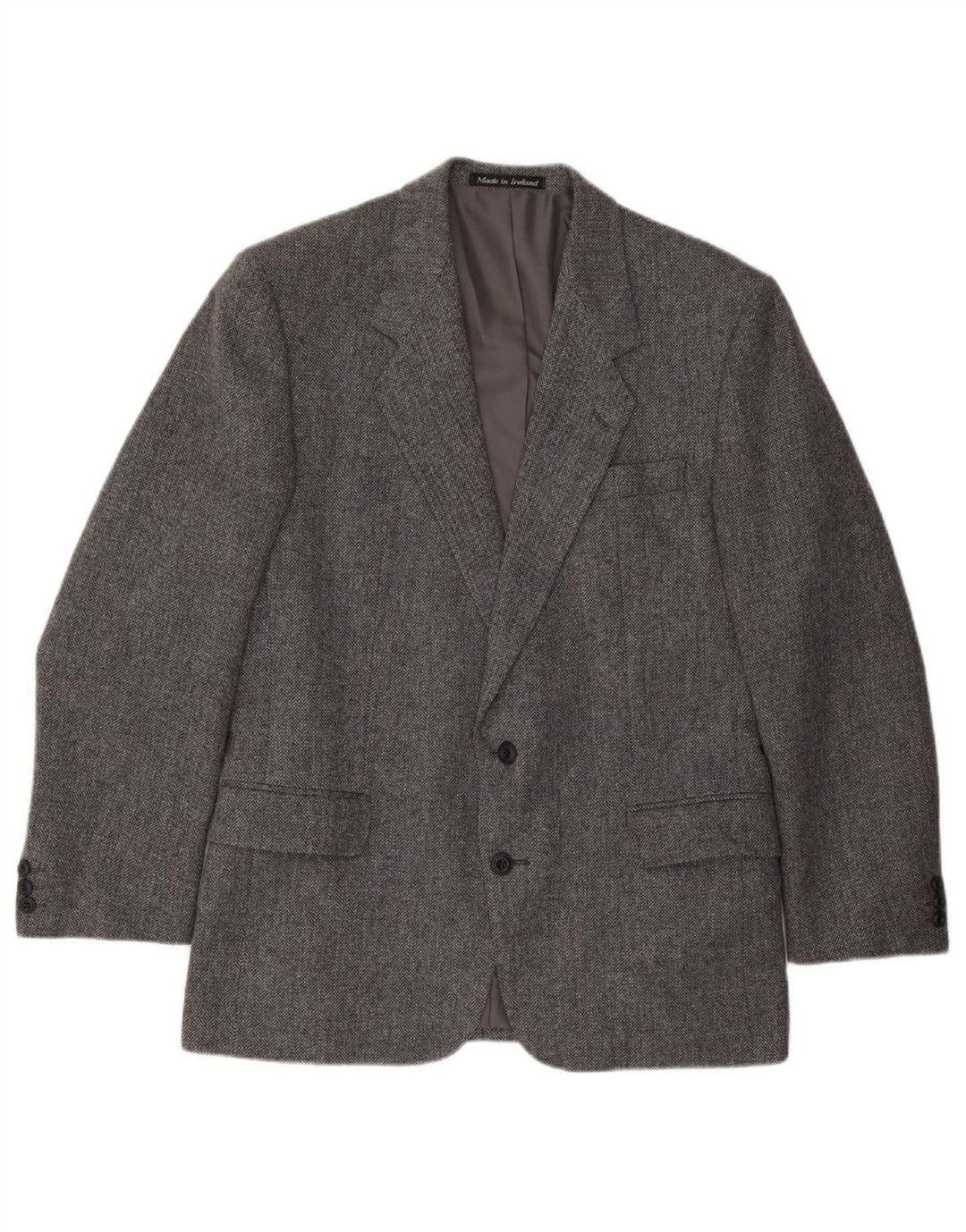 VINTAGE Mens 2 Button Blazer Jacket UK 42 XL Grey Herringbone