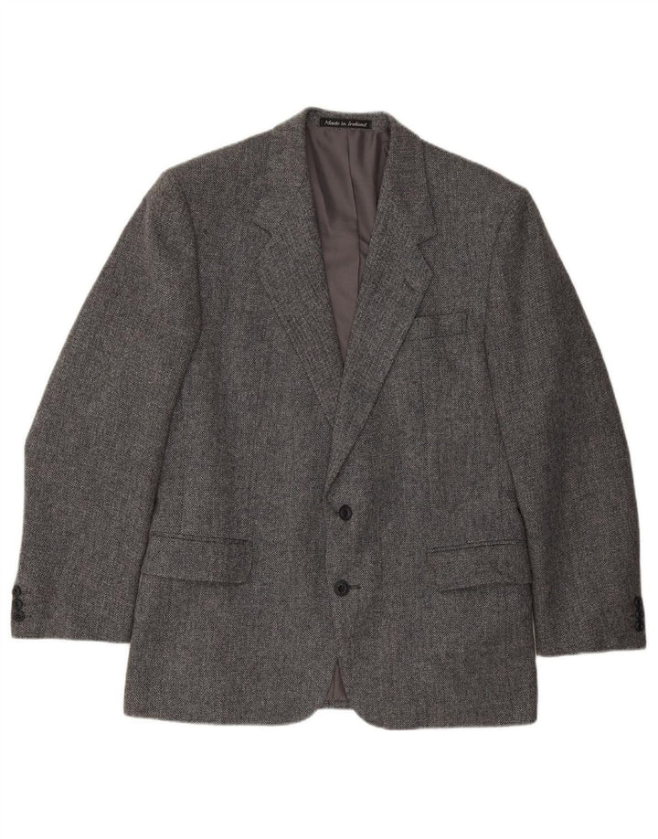 VINTAGE Mens 2 Button Blazer Jacket UK 42 XL Grey Herringbone