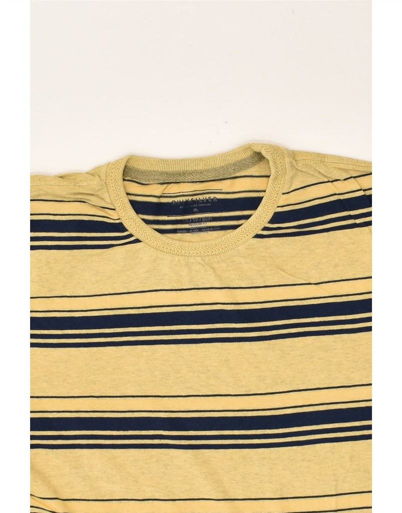 QUIKSILVER Mens T-Shirt Top XS Yellow Striped Cotton | Vintage Quiksilver | Thrift | Second-Hand Quiksilver | Used Clothing | Messina Hembry 