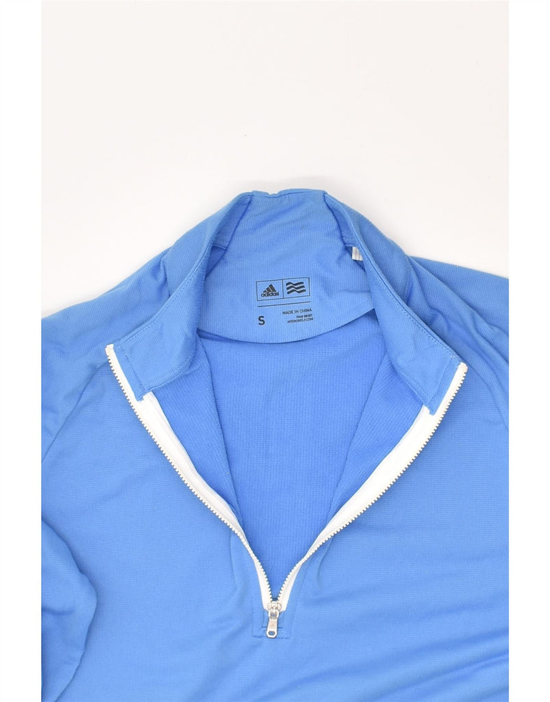 ADIDAS Mens Zip Neck Sweatshirt Jumper Small Blue Polyester | Vintage Adidas | Thrift | Second-Hand Adidas | Used Clothing | Messina Hembry 