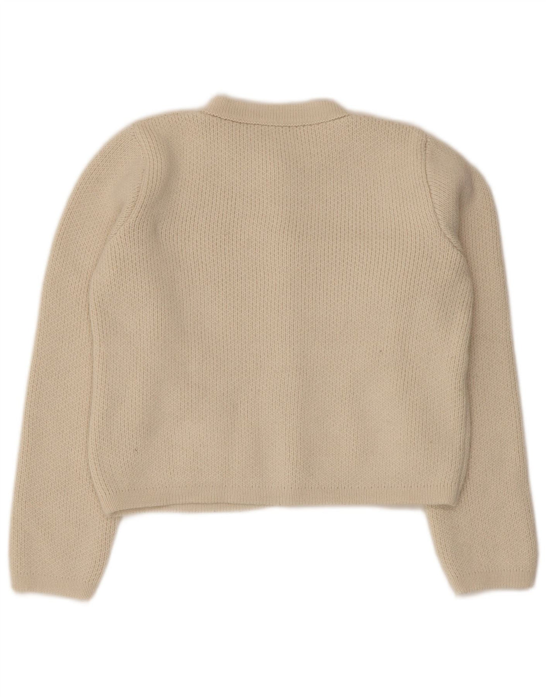 Zara Womens Crop Cardigan Sweater UK 12 Medium Beige Acrylic