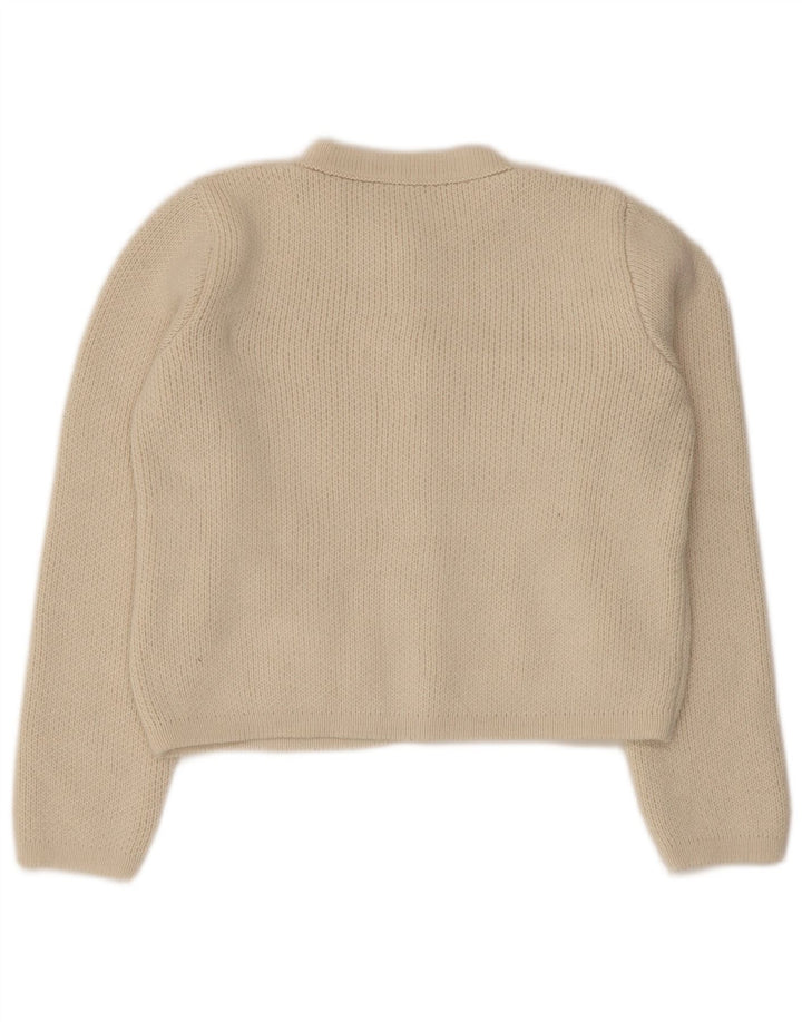 Zara Womens Crop Cardigan Sweater UK 12 Medium Beige Acrylic