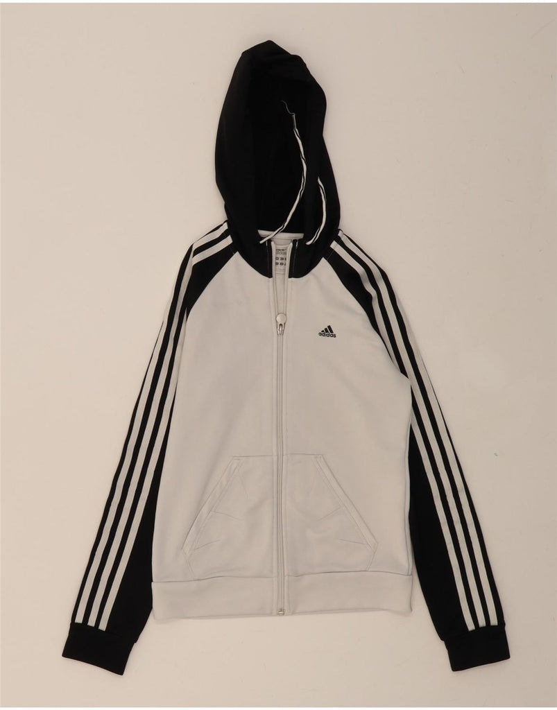 ADIDAS Womens Hooded Zip Hoodie Sweater UK  8 Small White Colourblock Vintage Adidas and Second-Hand Adidas from Messina Hembry 