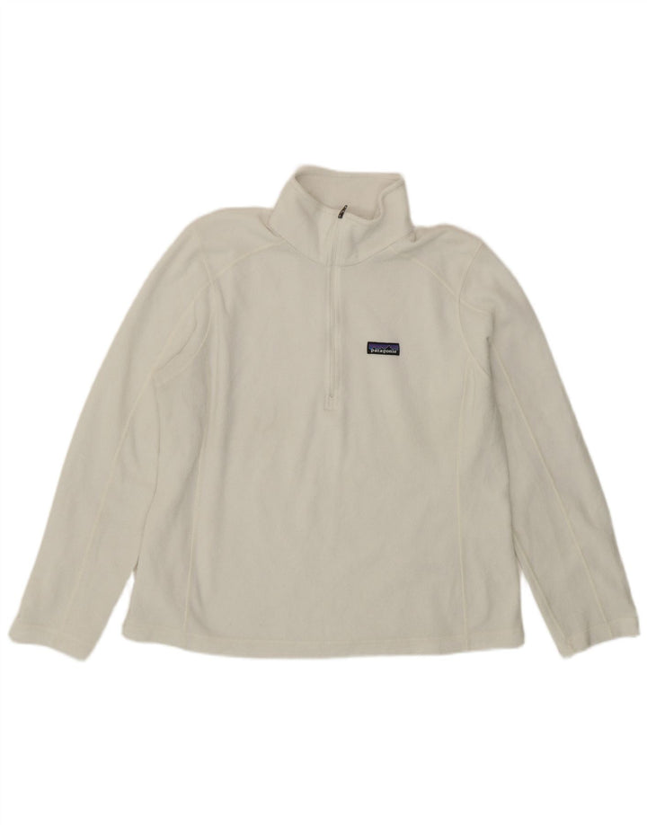 Patagonia Womens Zip Neck Fleece Jumper UK 16 Large White Polyester