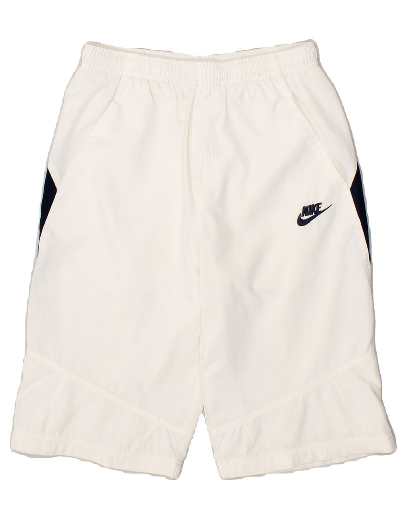 NIKE Boys Sport Shorts 10-11 Years Medium  White Colourblock Polyester Vintage Nike and Second-Hand Nike from Messina Hembry 