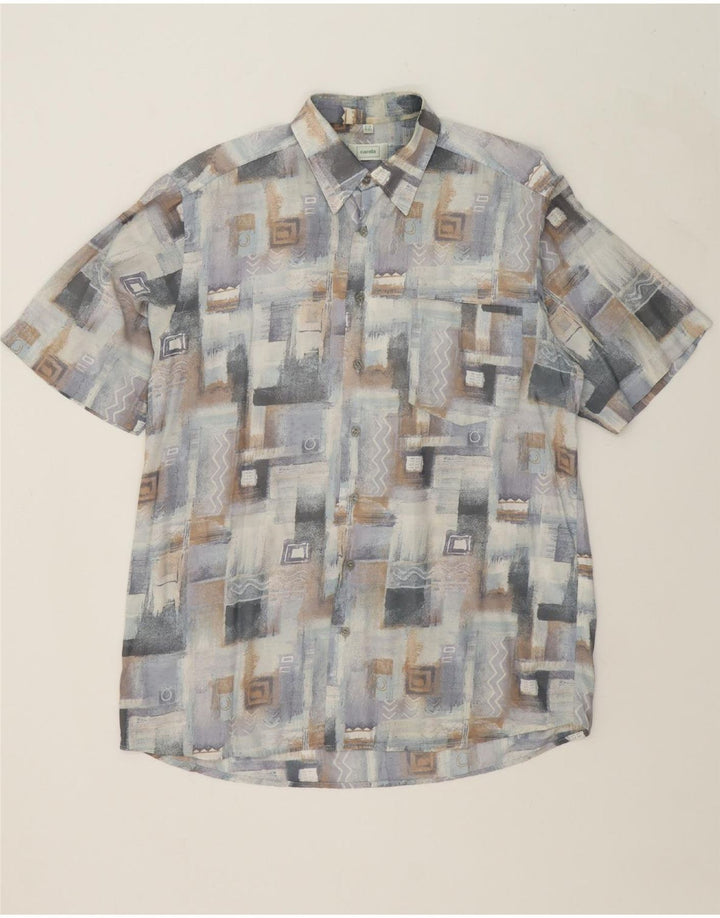 CANDA Mens Short Sleeve Shirt Size 16-16 1/2 41/42 Large Grey Geometric Vintage Canda and Second-Hand Canda from Messina Hembry 