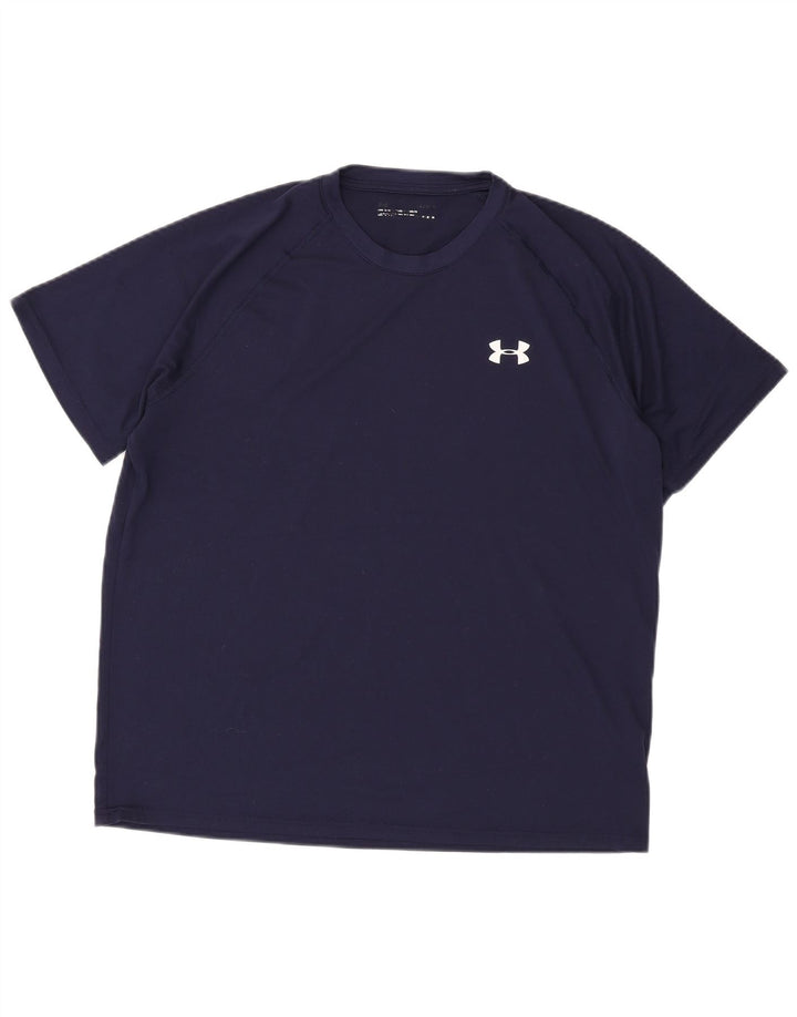 Under Armour Mens T-Shirt Top Large Navy Blue Polyester