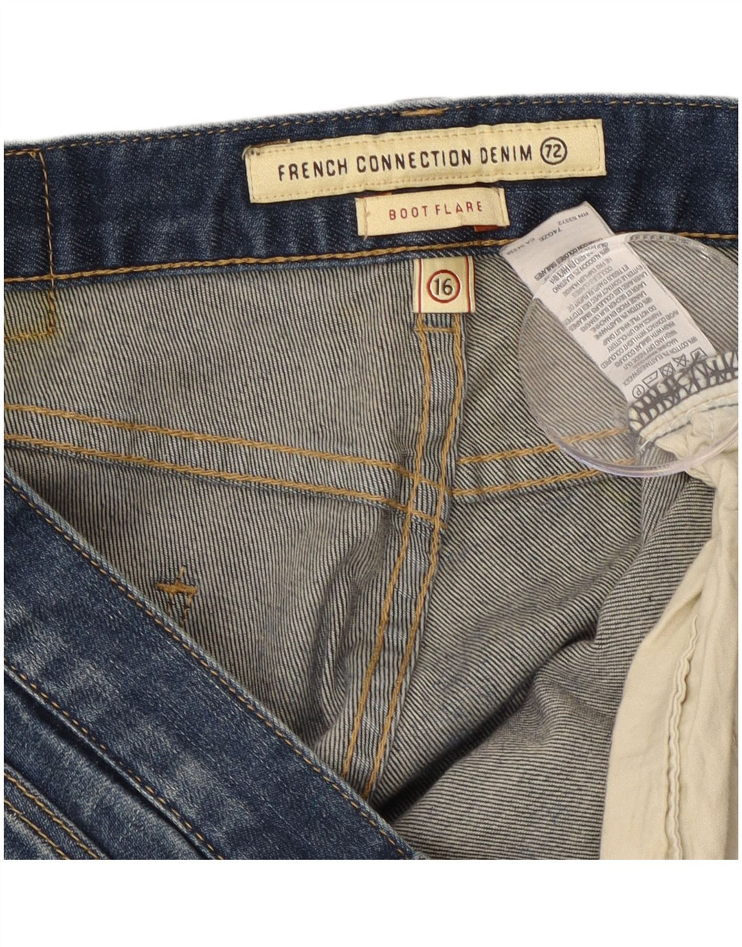 French Connection Womens Bootcut Flared Jeans US 16 2XL W38 L33 Blue Cotton