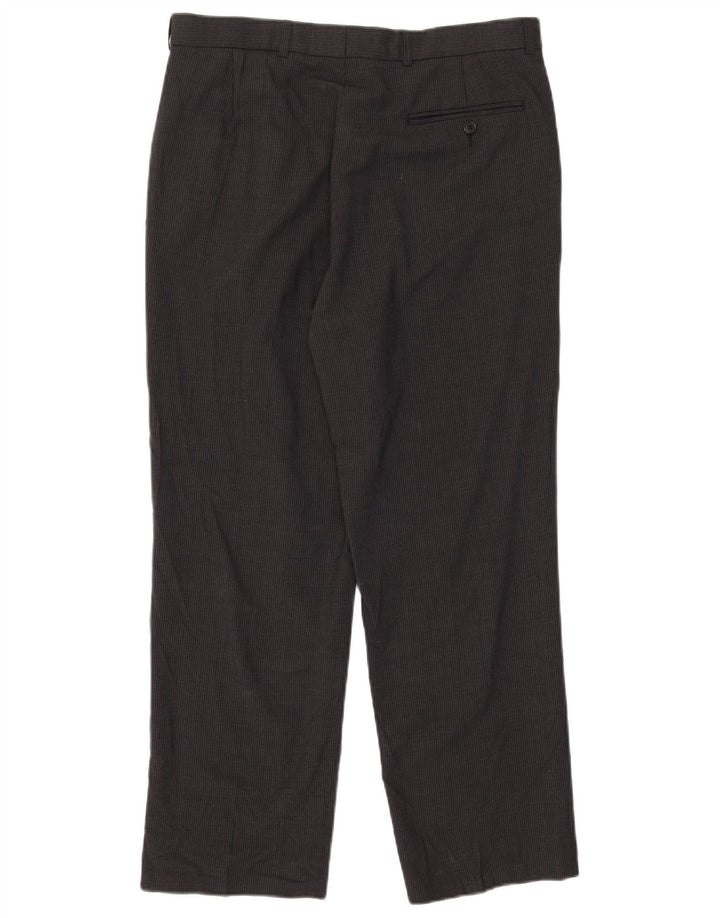 Marks & Spencer Mens Pegged Suit Trousers W34 L29 Grey Pinstripe Polyester