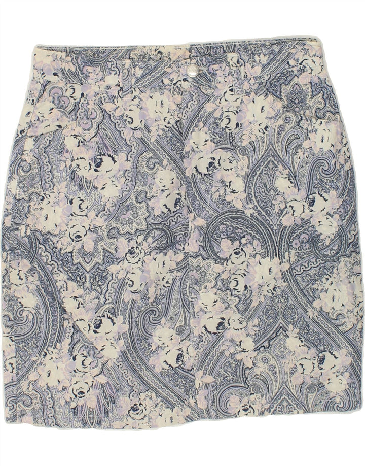 RIFLE Womens Mini Straight Skirt W30 Medium Grey Floral Cotton Vintage Rifle and Second-Hand Rifle from Messina Hembry 