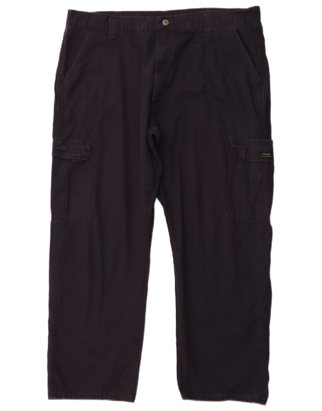 WRANGLER Mens Straight Cargo Trousers W40 L30 Navy Blue Cotton
