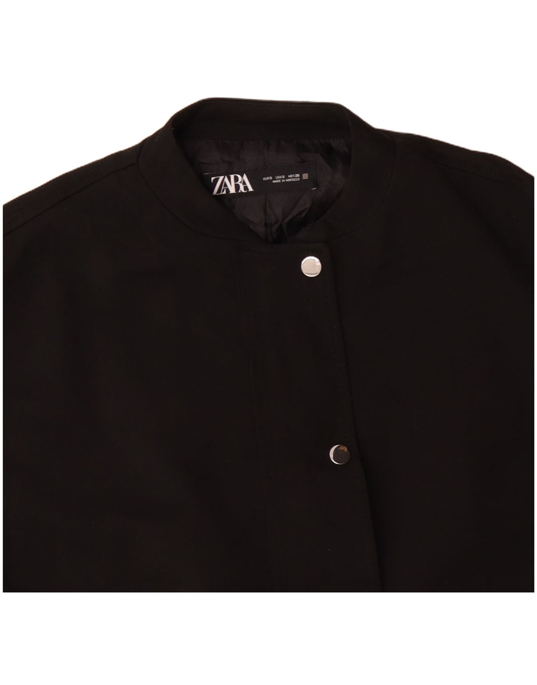 Zara Womens Oversized Bomber Jacket UK 10 Small Black Acetate