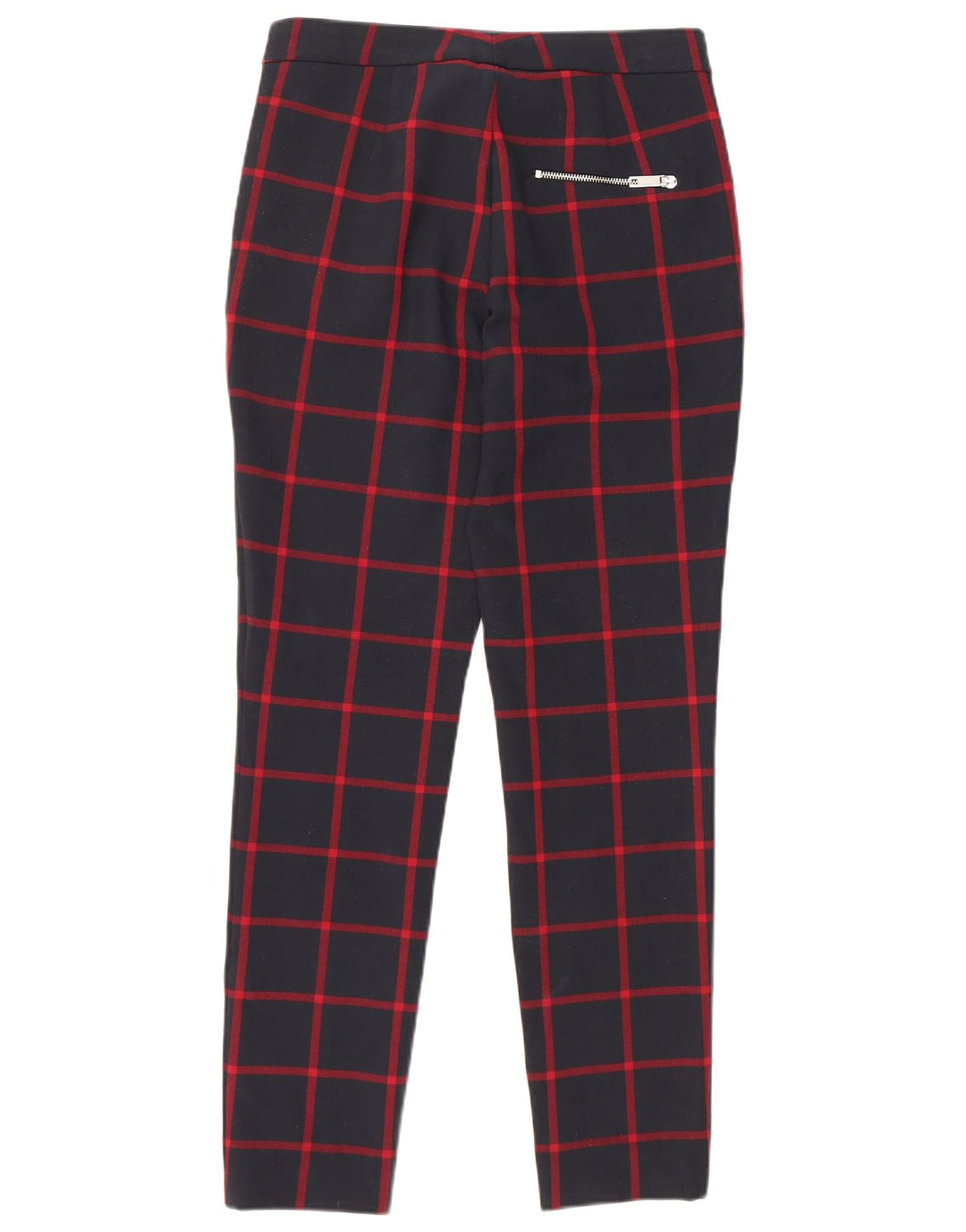 Zara Womens Skinny Chino Trousers Medium W28 L29 Navy Blue Check Polyester