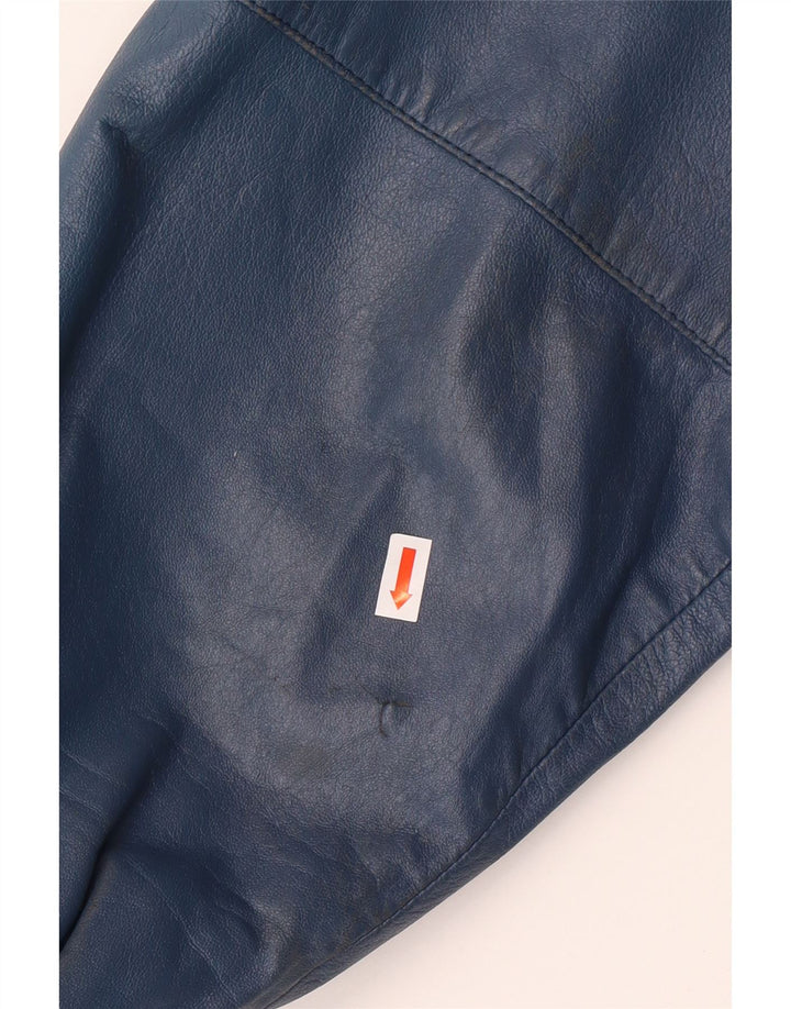 VINTAGE Mens Military Leather Jacket IT 52 XL Blue Leather