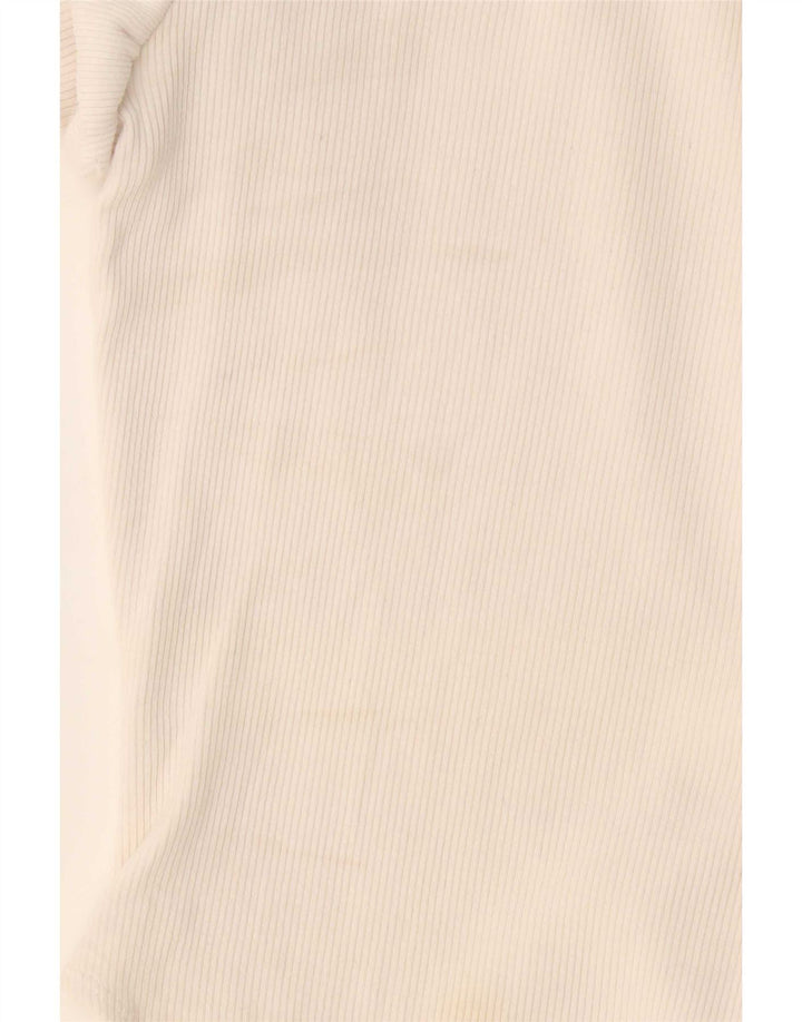 Zara Womens Bodysuit UK 12 Medium Off White Cotton