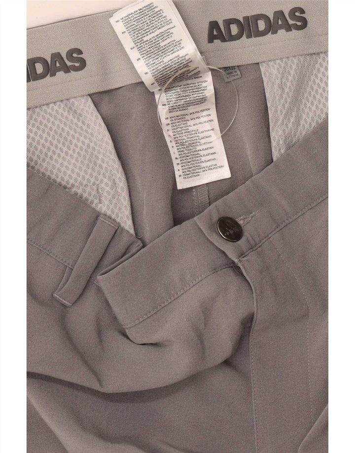 Adidas Mens Straight Chino Trousers W38 L32 Grey Polyester