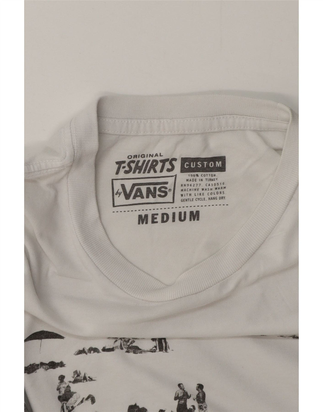 Vans Mens Custom Fit Graphic T-Shirt Top Medium White Cotton