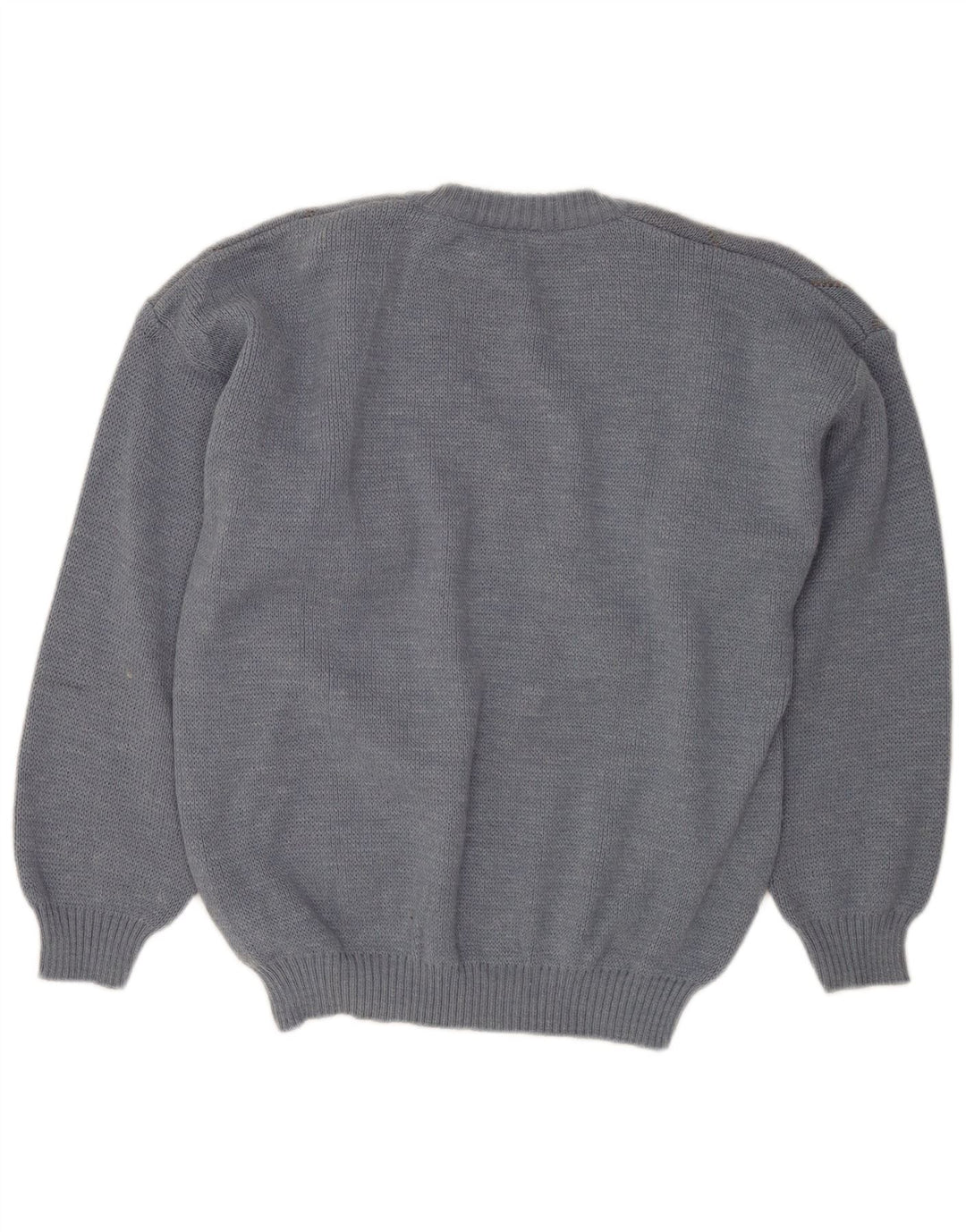 VINTAGE Mens V-Neck Jumper Sweater IT 50 Medium Blue Argyle/Diamond Wool