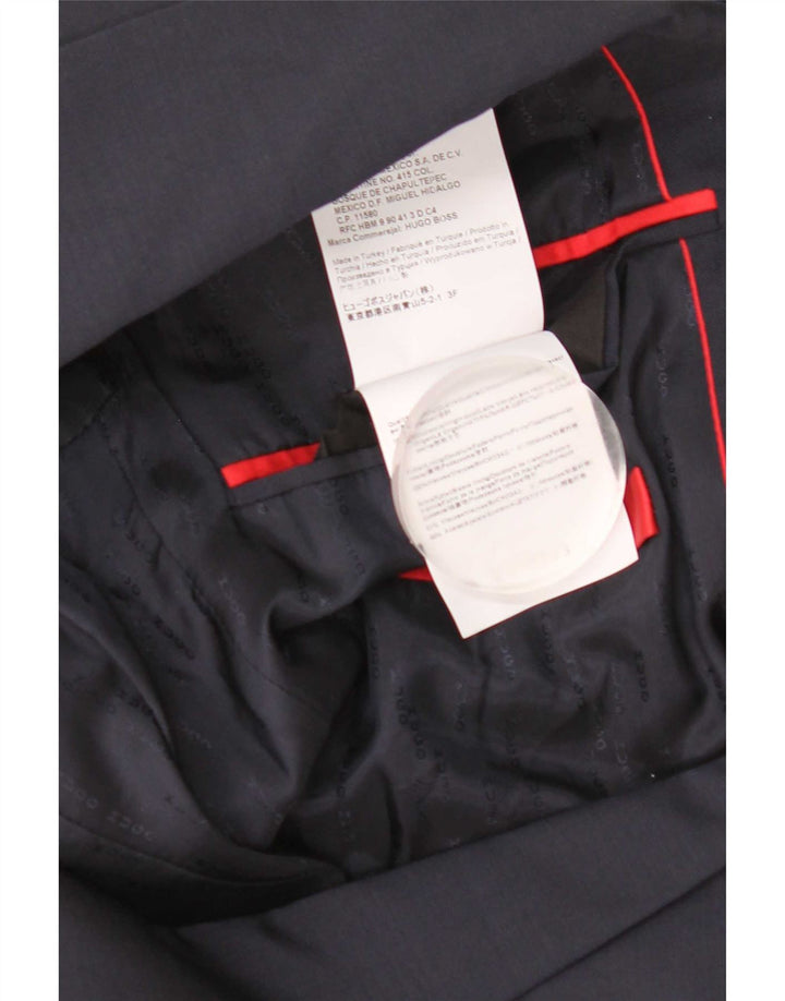 Hugo Boss Mens 2 Button Blazer Jacket US 36 Small Navy Blue Virgin Wool