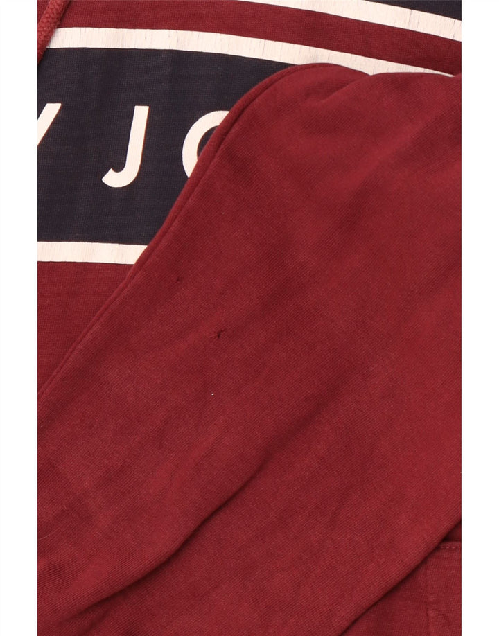 JACK & JONES Mens Core Graphic Hoodie Jumper Medium Burgundy Cotton