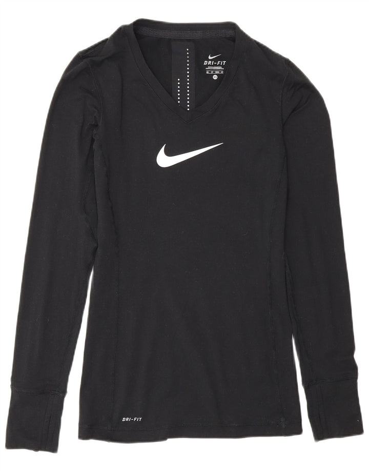 Nike Mens Dri Fit Graphic Top Long Sleeve XS Black Polyester