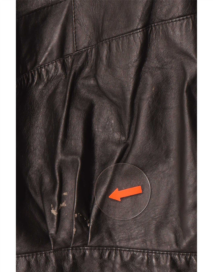 Vintage Womens Oversized Leather Jacket UK 16 Large Black