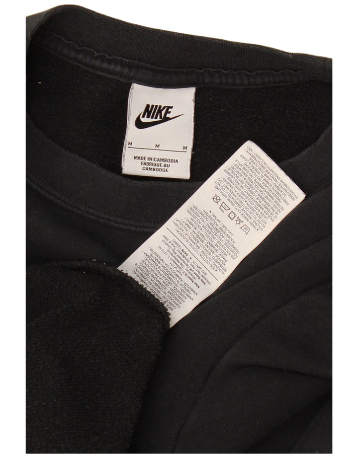 Nike Womens Off Shoulder Sweatshirt Jumper UK 14 Medium Black Cotton