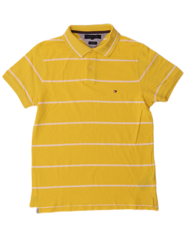 Tommy Hilfiger Mens Short Sleeve Slim Fit Polo Shirt Medium Yellow Striped