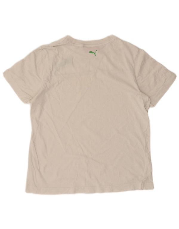 Puma Girls Graphic T-Shirt Top 11-12 Years White Cotton