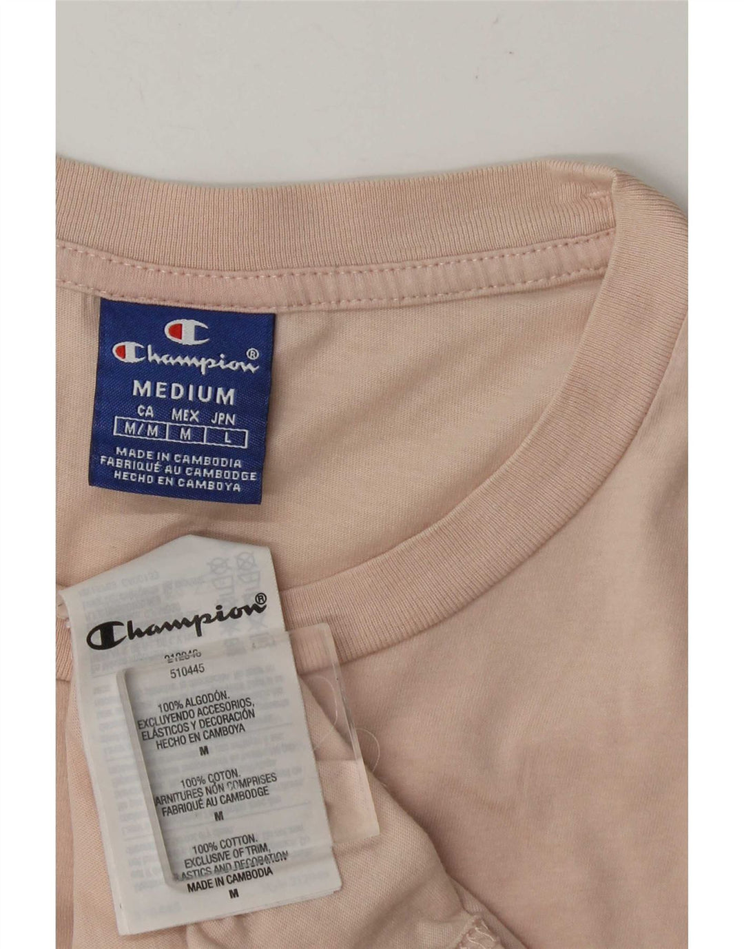 Champion Mens Graphic T-Shirt Top Medium Pink Cotton