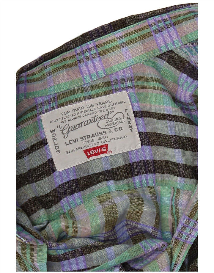 Levi's Mens Short Sleeve Shirt Large Green Plaid
