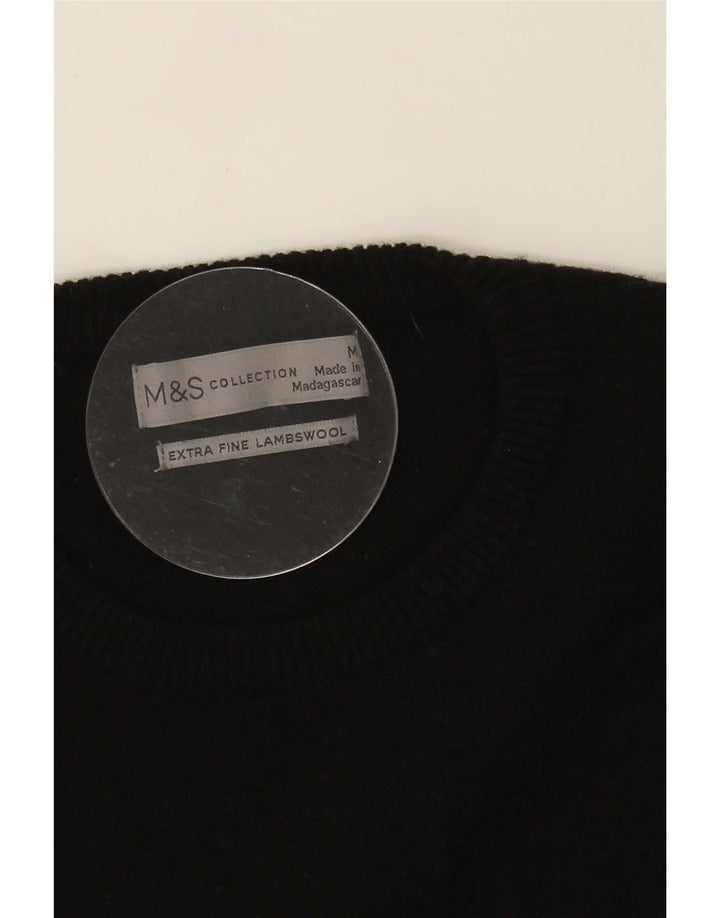 Marks & Spencer Mens Crew Neck Jumper Sweater Medium Black Lambswool