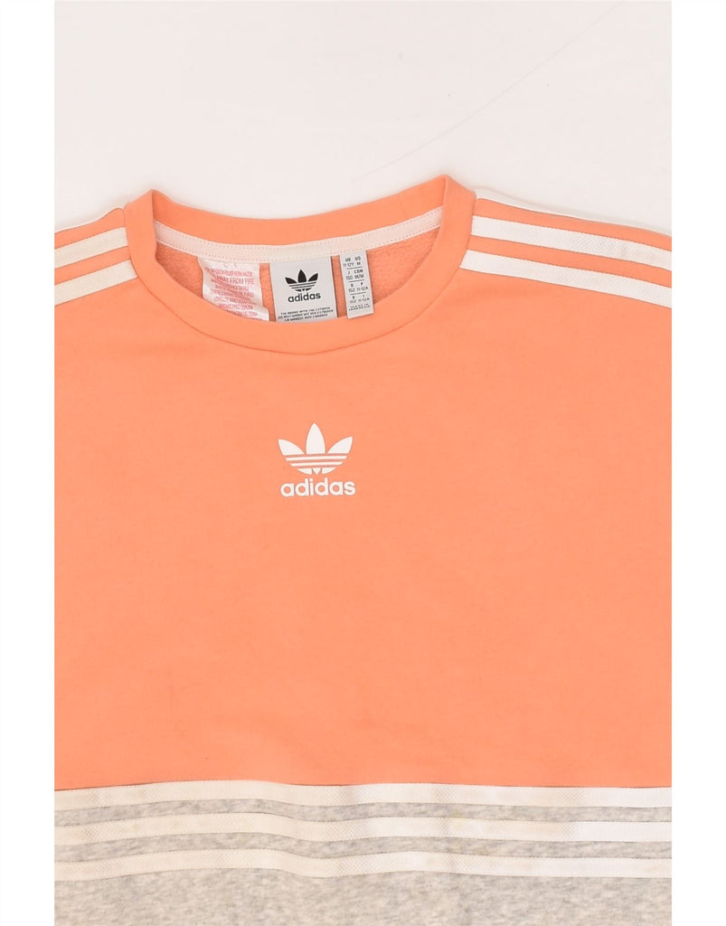 ADIDAS Girls Sweatshirt Jumper 11-12 Years Orange Colourblock Cotton | Vintage Adidas | Thrift | Second-Hand Adidas | Used Clothing | Messina Hembry 