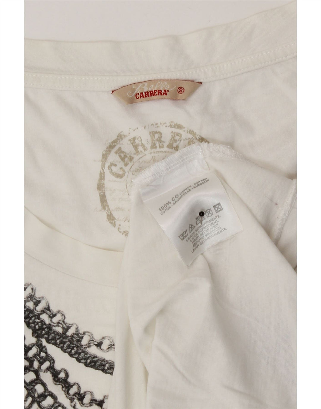 Carrera Womens Graphic Vest Top UK 10 Small White Cotton
