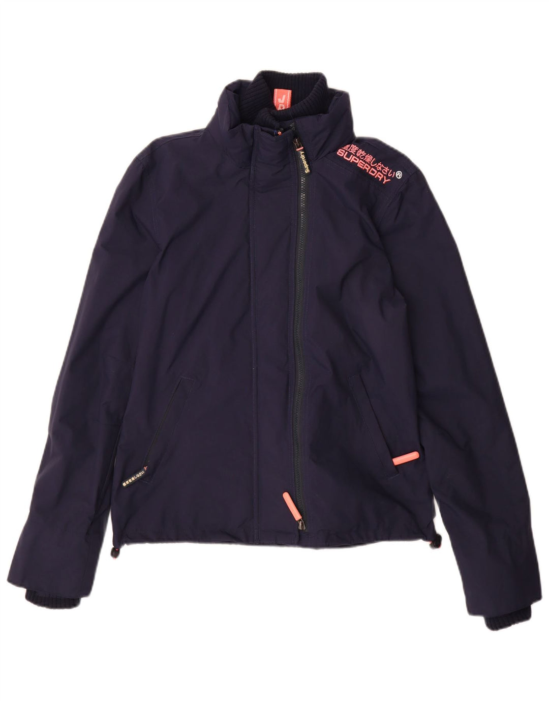 Superdry Womens Windcheater Windbreaker Jacket UK 10 Small Navy Blue Nylon