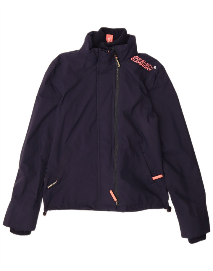 Superdry Womens Windcheater Windbreaker Jacket UK 10 Small Navy Blue Nylon