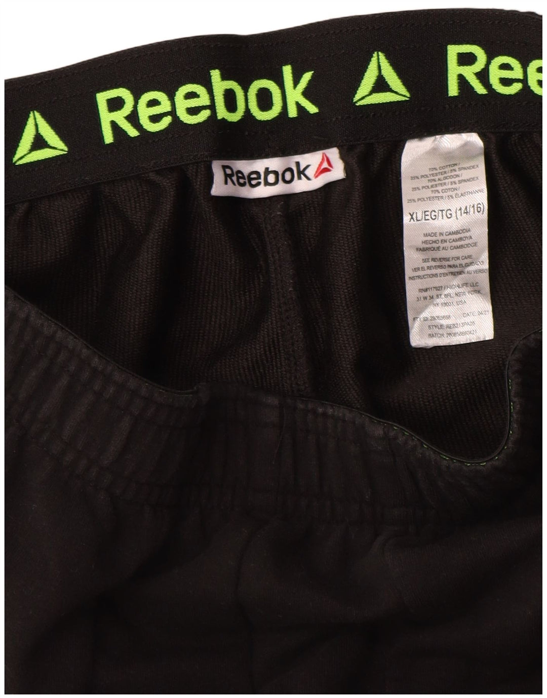 Reebok Boys Graphic Tracksuit Trousers 14-15 Years XL Black Polyester