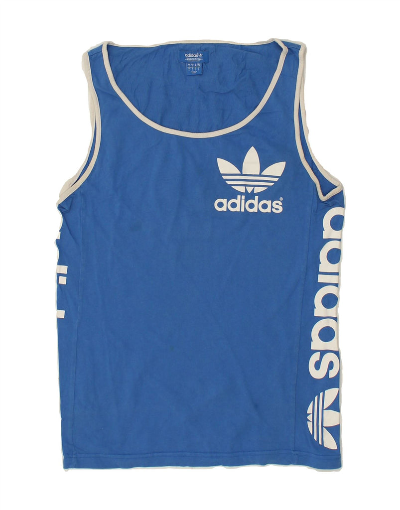 ADIDAS Mens Graphic Vest Top Small Blue Cotton | Vintage Adidas | Thrift | Second-Hand Adidas | Used Clothing | Messina Hembry 