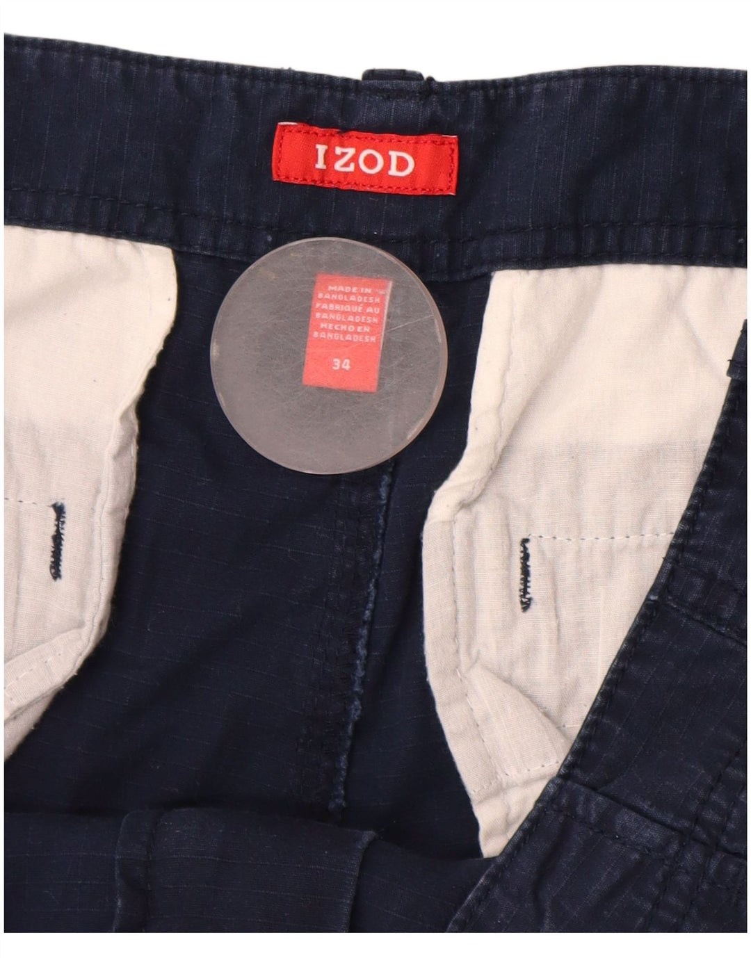 Izod Mens Cargo Shorts W34 Large Navy Blue Cotton