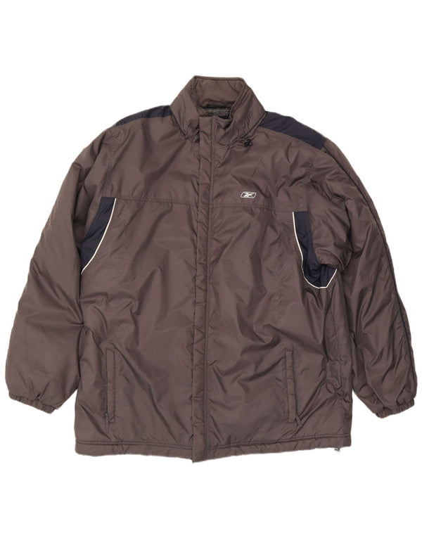 Reebok Mens Hooded Windbreaker Jacket UK 44 2XL Grey Colourblock