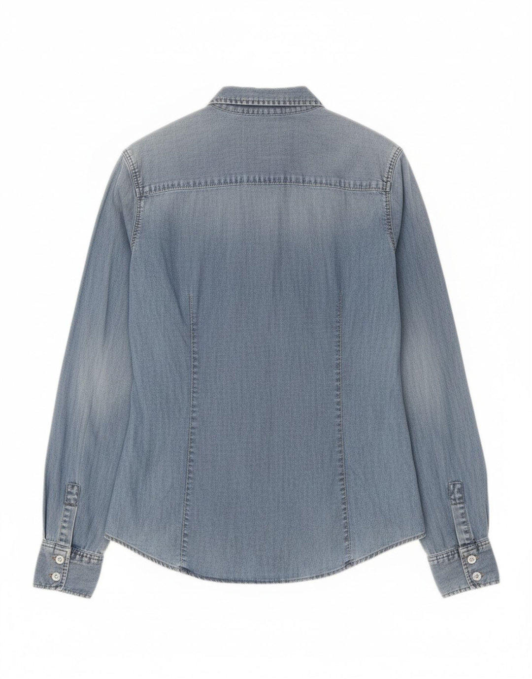 Zara Womens Denim Shirt UK 14 Large Blue Cotton