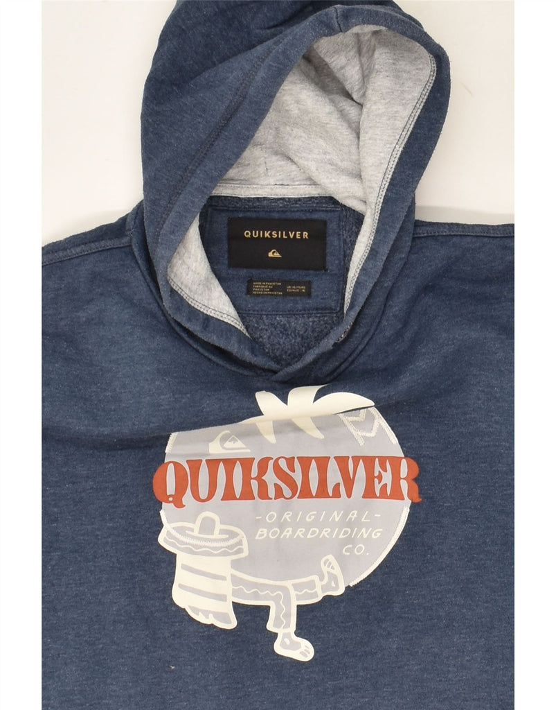 QUIKSILVER Boys Graphic Hoodie Jumper 15-16 Years XL Navy Blue Cotton | Vintage Quiksilver | Thrift | Second-Hand Quiksilver | Used Clothing | Messina Hembry 