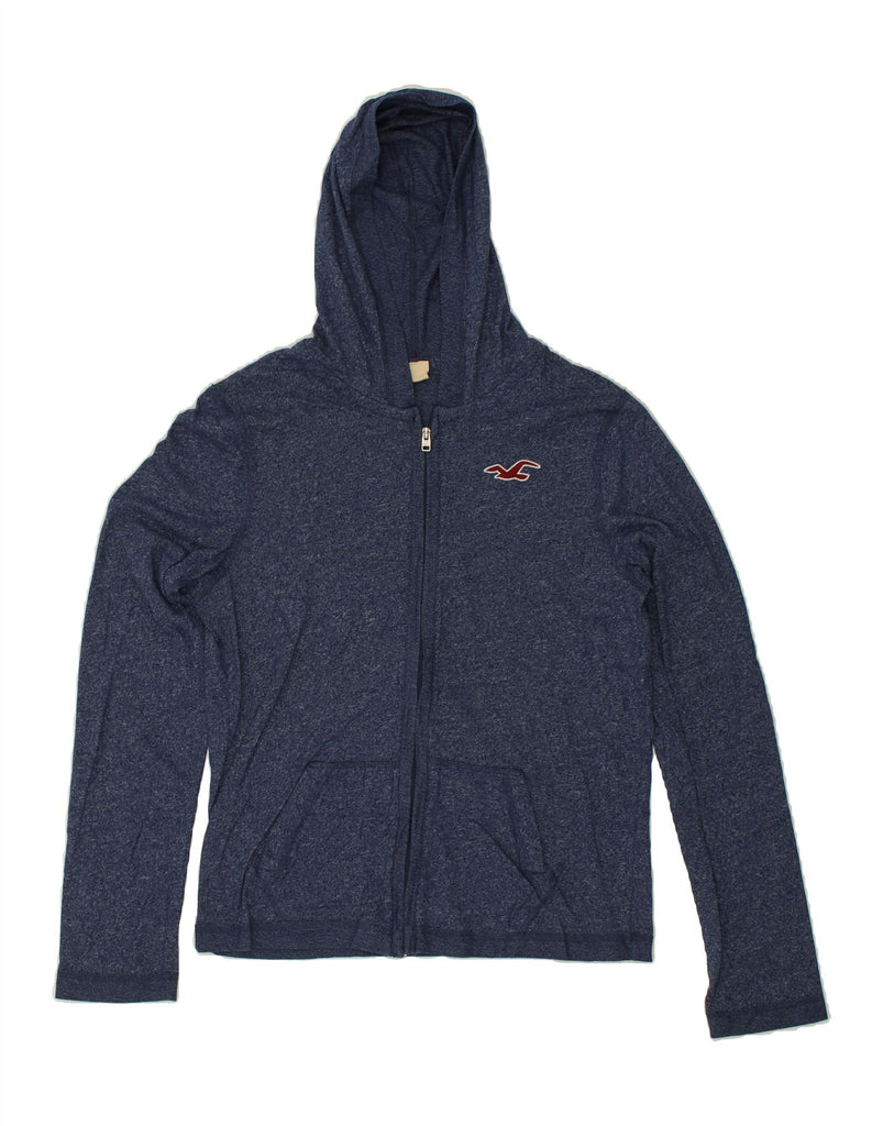 HOLLISTER Mens Zip Hoodie Sweater Medium Navy Blue Flecked Cotton | Vintage Hollister | Thrift | Second-Hand Hollister | Used Clothing | Messina Hembry 