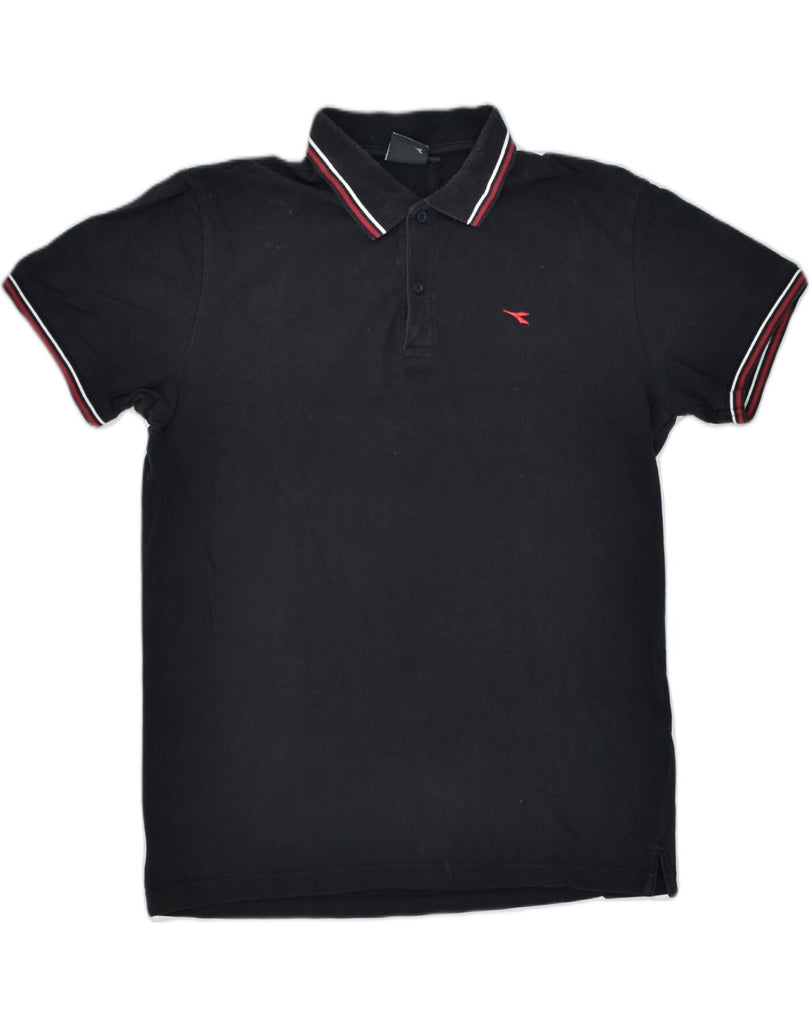 DIADORA Mens Slim Polo Shirt XL Black Cotton | Vintage | Thrift | Second-Hand | Used Clothing | Messina Hembry 