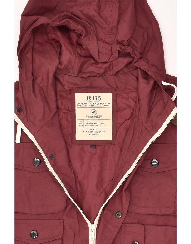 JACK & JONES Mens Hooded Rain Jacket UK 36 Small Burgundy Nylon | Vintage Jack & Jones | Thrift | Second-Hand Jack & Jones | Used Clothing | Messina Hembry 