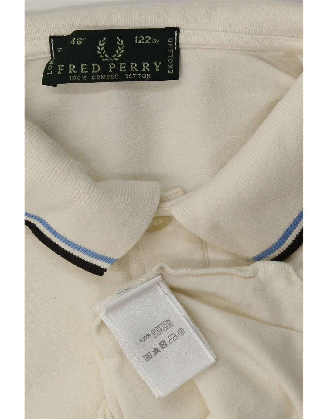 Fred Perry Mens Long Sleeve Polo Shirt Large White Cotton