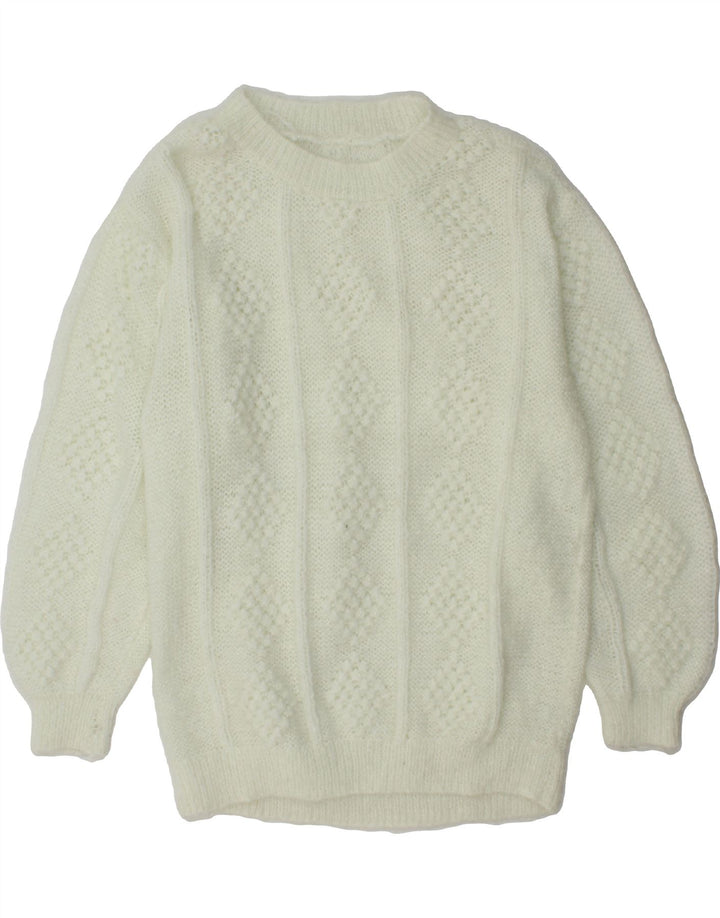 VINTAGE Womens Crew Neck Jumper Sweater UK 16 Large White Vintage Vintage and Second-Hand Vintage from Messina Hembry 