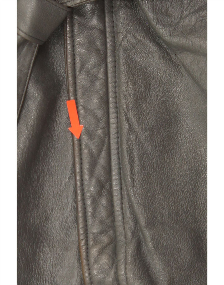 VINTAGE Mens Leather Coat IT 54 2XL Grey Vintage Vintage and Second-Hand Vintage from Messina Hembry 