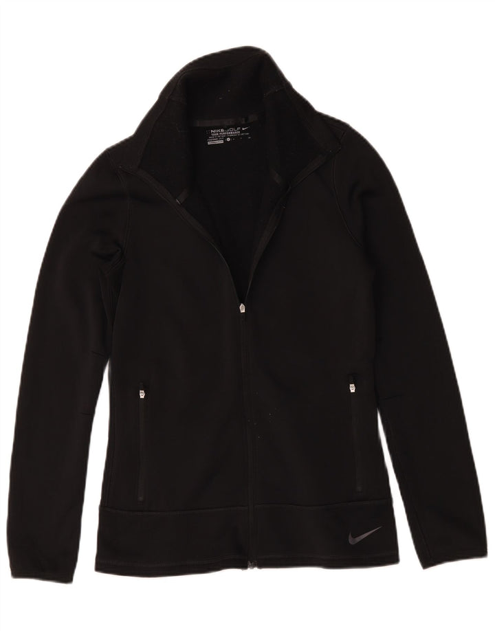Nike Womens Therma-Fit Tracksuit Top Jacket UK 10 Small Black Polyester