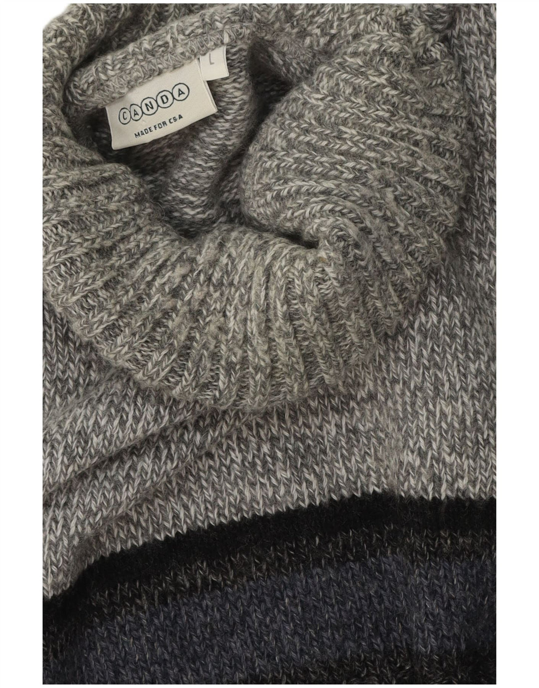 C&A Mens Canda Roll Neck Jumper Sweater Large Grey Colourblock